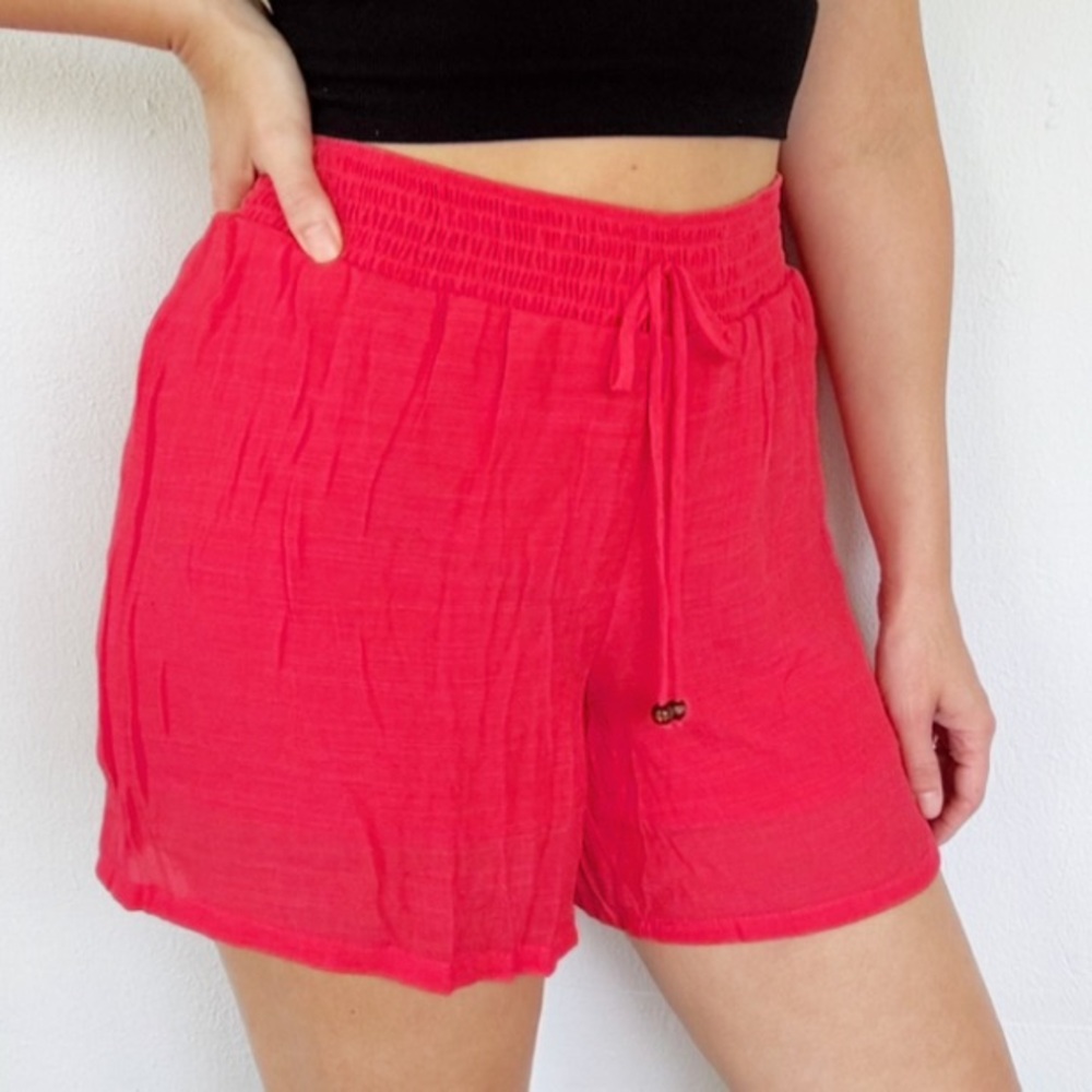 APT. 9 coral pink high rise pull on elastic waist casual shorts size medium